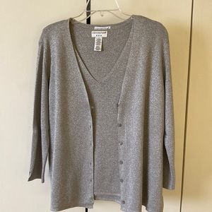 Two Piece set Silver Metallic Knits EUC
